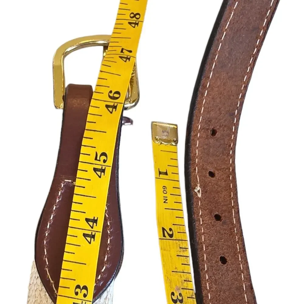 XL Golf Theamed embroidered Cloth Belt with Leather & Brass Buckle, Green